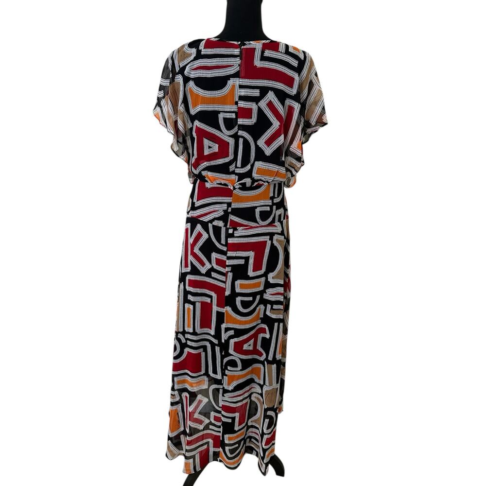 Karl Lagerfeld Paris Multicolor High-How Flutter Sleeve Dress Size 4 - NWT - Picture 6 of 9